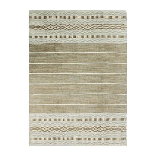 tapis terra - 120 x 170 cm - bande extérieure blanc et sable