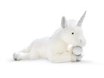 Peluche Histoire d'ours Licorne allongé 100 Cm Blanc et argent