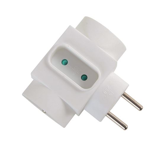 JJA 850830 Bloc de 2 Prises terre/fiche Blanc