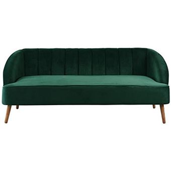 Pauline Canape Droit Fixe 3 Places Velours Vert Scandinave