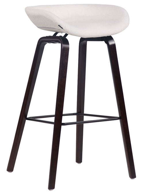 Tabouret de bar Anaheim en feutrine à 4 pieds , Blanc /Bois de chêne Noyer