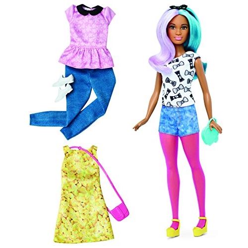 Mattel - dtf05 - barbie - fashionistas - cheveux bleus et violet - poupée mannequin + accessoires de mode