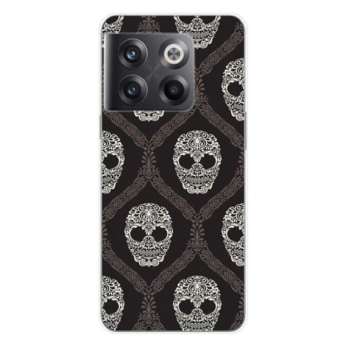 Coque en silicone imprimée compatible OnePlus 10T 5G Floral skull
