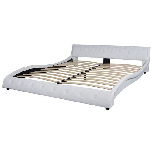 vidaXL Cadre de lit Cuir synthétique 160 x 200 cm Blanc