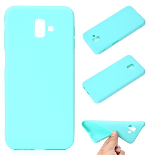 Coque en TPU couleur unie dépolie douce cyan pour votre Samsung Galaxy J6 Plus