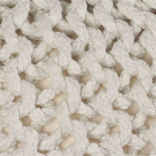 vidaXL Poef handgebreid 50x35 cm katoen wit