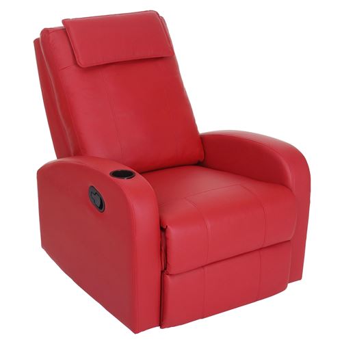 Fauteuil de télévision Durham, fauteuil relax, chaise longue, similicuir rouge