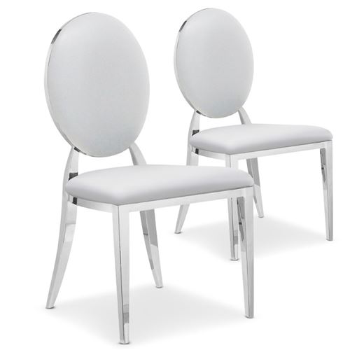 Lot de 2 chaises médaillon Sofia Simili Blanc