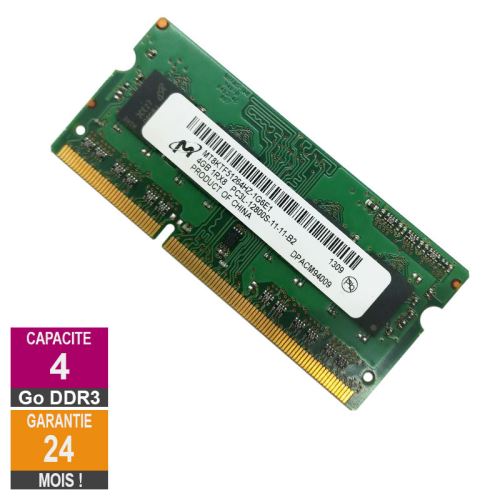 Barrette Mémoire 4Go Ram Ddr3 Micron Mt8Ktf51264Hz-1G6E1 So-Dimm Pc3L-12800S 1Rx8 691740-005