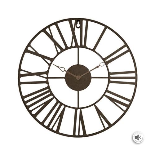 Pendule Vintage en Métal Time 36cm Marron