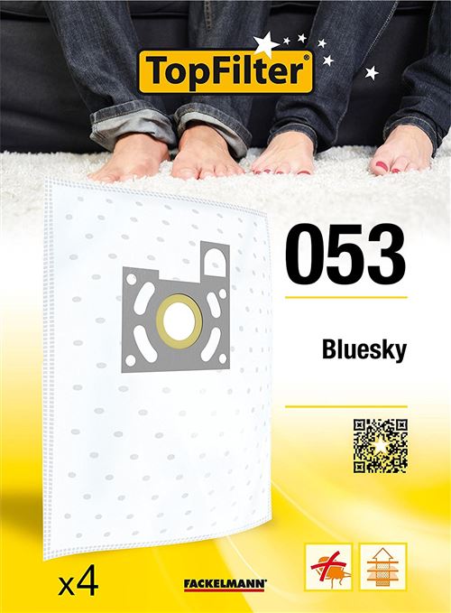 TopFilter 053, 4 sacs aspirateur pour Bluesky BVN 1600, boîte de sacs d'aspiration en non-tissé, 4 sacs à poussière (30 x 26 x 0,1 cm)
