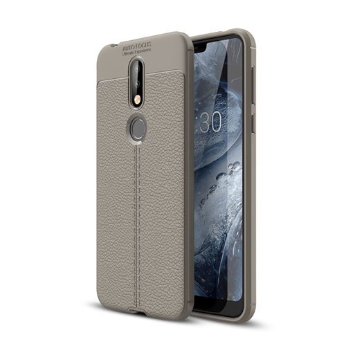 Coque en TPU litchi souple gris pour votre Nokia 7.1