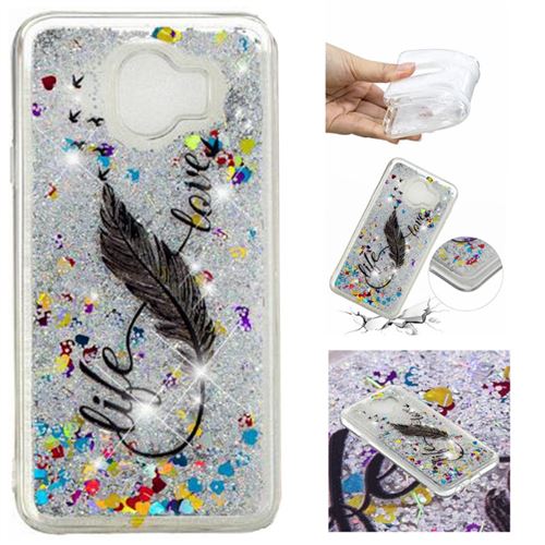 Coque en TPU motif de gaufrage sable mouvant quicksand plume pour votre Samsung Galaxy J4 (2018)