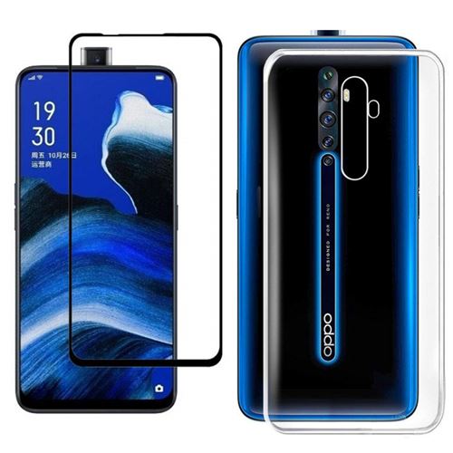 Coque pour OPPO RENO 2Z et Verre Trempe Bord Noir - Protection Silicone Souple Ultra Mince Film Vitre Protection Ecran [Phonillico®]