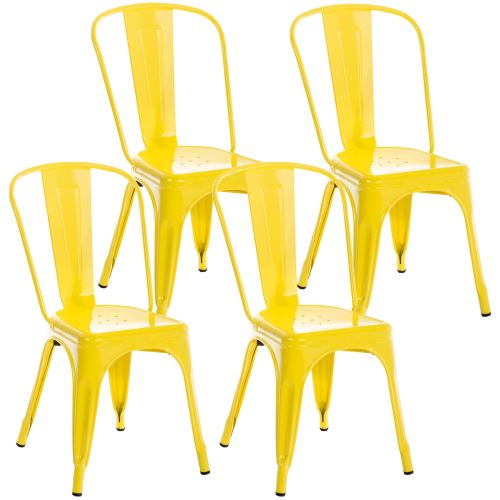 Lot de 4 chaises métalliques empilables Benedikt , Jaune