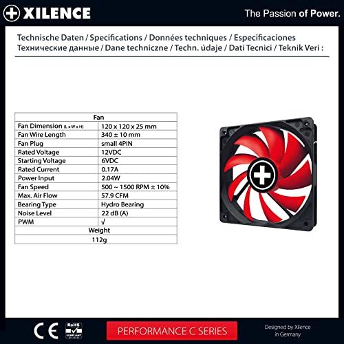 Xilence Performance C Series XPF120.R.PWM - Ventilatorhuis - 120 mm - zwart, rood