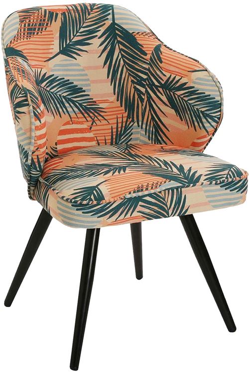 Versa - Chaise fauteuil tissu imprimé feuillage Saona