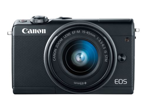 Canon EOS M100 - Appareil photo numérique - sans miroir - 24.2 MP - APS-C - 1080p / 60 pi/s - 3x zoom optique lentille EF-M 15-45 mm - Wi-Fi, NFC, Bluetooth - noir