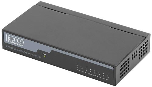 Digitus 80111 8 ports Gigabit Desktop Switch 10/100/1000Base-T Design sans volume – Sans Ventilateur