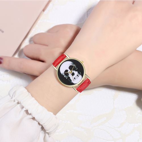 bracelet en cuir montre la personnalité des hommes et des femmes regarder tendance jeune étudiant montre à quartz montre mâle T161-Arouge