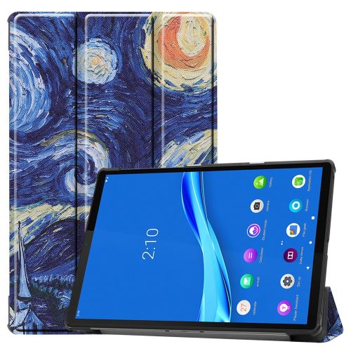 Etui en PU + TPU impression de motifs avec support tri-pliure peinture à l'huile pour votre Lenovo Tab M10 Plus TB-X606F