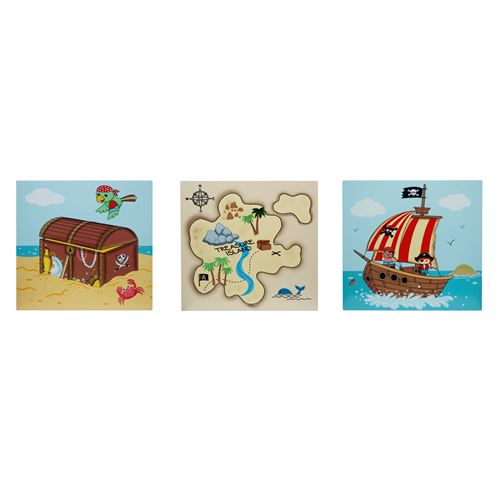 Fantasy Fields TD-11633A Teamson Pirate Island Ensemble d'art mural Bois 29,21 x 1,27 x 29,21 cm