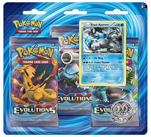 Jeu de cartes Pokémon TCG XY Evolutions à trois boosters, tirage aléatoire de Kyurem noir ou Braixen