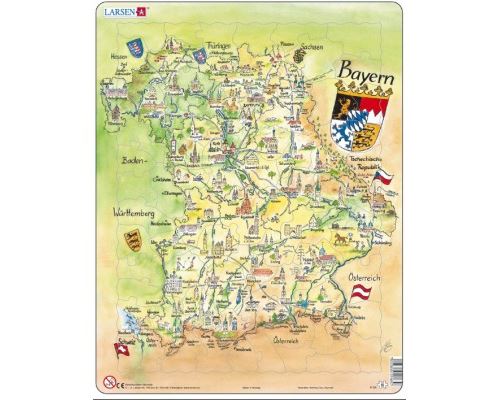 Puzzle 80 Pièces : Puzzle Cadre - Carte de la Bavière (en Allemand), Larsen