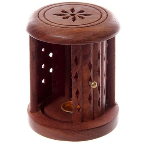 Boîte & Brûleur d'encens - Tonneau en Bois de Sheesham