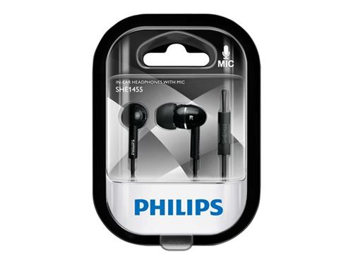 Philips SHE1455BK - In-ear hoofdtelefoons met micro - inwendig - met bekabeling - 3,5 mm-stekker - zwart