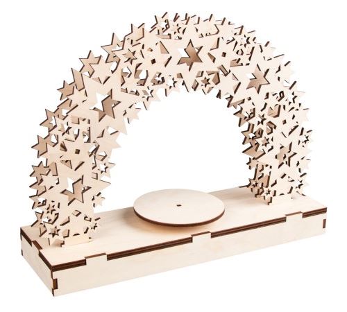 Kit Décor de Noël en bois et plateau tournant - Étoiles - 30 x 9 x 23,5 cm