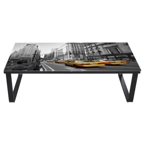 KKmoon Table Basse Rectangulaire en Verre Imprimé