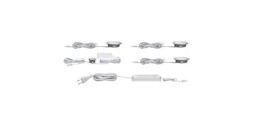 Spot LED encastrable Paulmann Möbel EBL Set LED rund PIR 3x2,8W12VA 93559 blanc chaud 8.4 W acier inoxydable set de 3