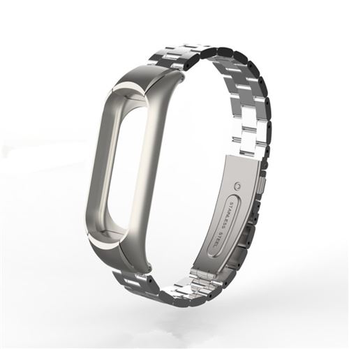 Bracelet en métal sans vis trois perles de bracelet en acier inoxydable argent pour votre Xiaomi Mi Band 3
