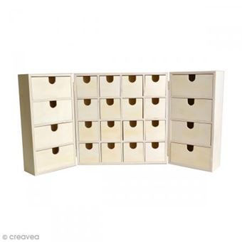 Calendrier de l'avent en bois à décorer - Armoire à tiroirs - 55,5 x 27,5  cm - Achat & prix
