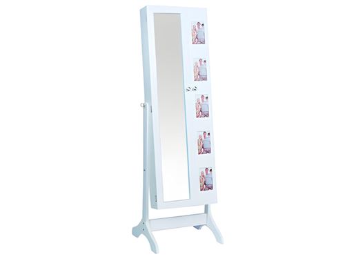 Armoire à bijoux avec miroir et porte-photos POLINA - L. 48 x H.142 cm