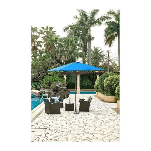 Parasol en bois rond et polyester 160g/m² - Arc 3 m - Bleu profond