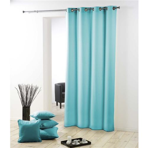 Rideau a oeillets plastique 140 x 260 cm polyester uni essentiel Menthe