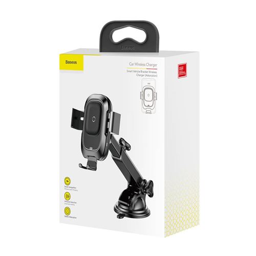 Support / Chargeur voiture Sans Fil Qi Intelligent Baseus - Noir