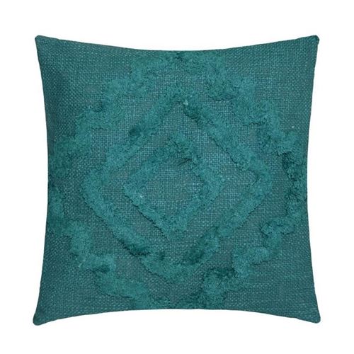 Coussin Déco Tufté Inca 40x40cm Bleu Canard