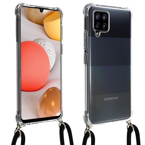 Coque pour Samsung Galaxy A42 5G Cordon Nylon Tressé 75cm Bandoulière Akashi Transparent