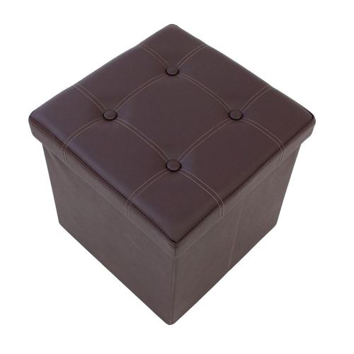 Todeco - Lederlook vouwbank, opvouwbare opslag Ottoman, Gestikte en getufte afwerking, 76 x 38 x 38 cm (29,9 x 15 x 15 inch), Oranje, Maximale lading: 330 lbs