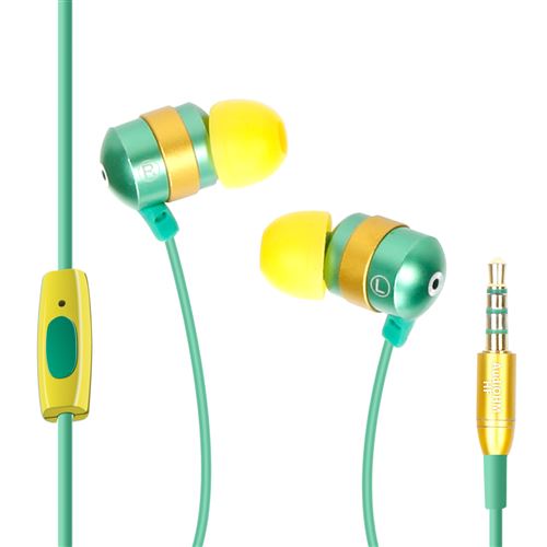 GOgroove audiOHM HF Ecouteurs Intra Auriculaires - VERT - Kit Piéton Micro Main-Libres intégré