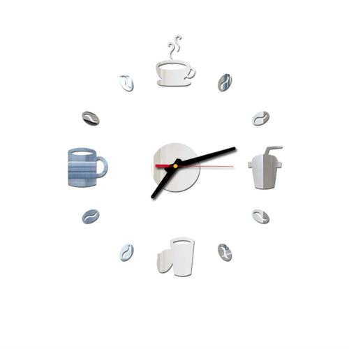Nombres 3D Diy Romain Mur Acrylique Miroir Autocollant Horloge Décoration Intérieure Stickers Mural Argent PL598