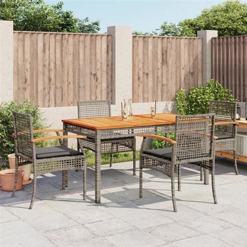Non Communiqué Marron Vidaxl Ensemble À Manger De Jardin Avec Coussins 5 Pcs, Table Et Chaise De Terrasse, Meubles De Patio, Mobilier D'extérieur, 3213571