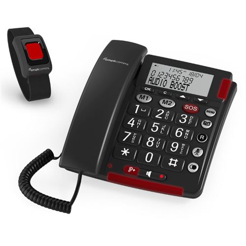 Amplicomms - Téléphone fixe filaire Bigtel 50 Alarm Plus