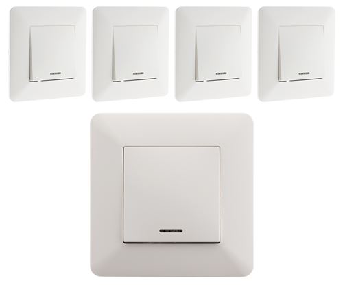Zenitech - Lot de 5 interrupteurs va et vient + voyant 10A - blanc - Artezo