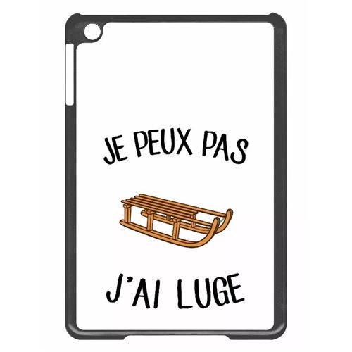 Coque tablette My-Kase pour iPad mini 2 - je peux pas j ai luge fond blanc - Plastique Noir