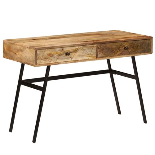 Non Communiqué Vidaxl Bureau Avec Tiroirs Bois Solide De Manguier 110X50x76 Cm