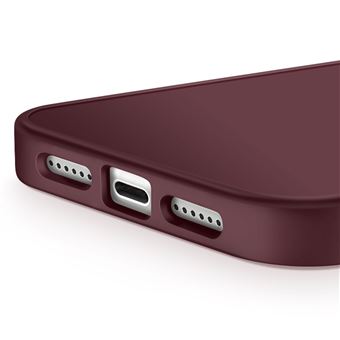 Coque Avizar Pour IPhone 17 - Silicone Mat Bordeaux Avec Contour Caméra Métallisé - Neuf Sous Blister